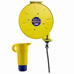 50-ft Retractable Reel, NEMA 20A Plug & Watertight Connector, 12/3 AWG