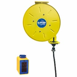 Ericson 50-ft Retractable Reel, NEMA 20A Plug & Manual GFCI DPLX (2), 12/3 AWG