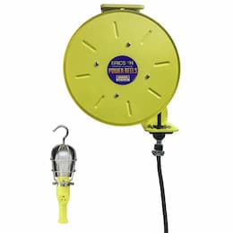 50-ft Retractable Reel, NEMA 20A & 744-RS Handlamp w/ 5-15R, 12/3 AWG