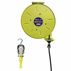 50-ft Retractable Reel, NEMA 20A & 944-RS Handlamp w/ 5-15R, 12/3 AWG