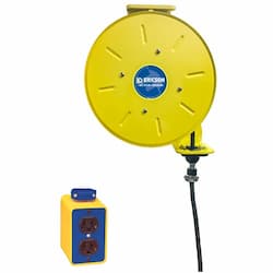 40-ft Retractable Reel, Manual GFCI NEMA 15A Plug & DPLX (2), 14/3 AWG