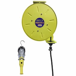 25-ft Retractable Reel, NEMA 15A & 744-RS Handlamp, 16/3 AWG