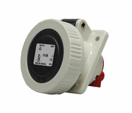 20A Pin & Sleeve Angled Receptacle, 3 Ph, 3P/4W, 480V, Red & Gray