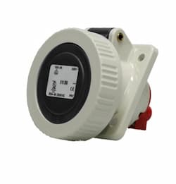 Ericson 30A Pin & Sleeve Angled Receptacle, 3PH, 3P/4W, 480V, Red & Gray