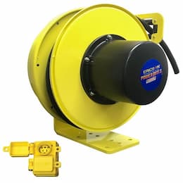 40-ft Retractable Reel, Blunt End & NEMA 20A PWDX DPLX (2), 12/3 AWG