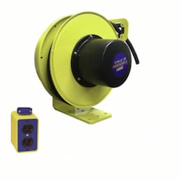 50-ft Retractable Reel w/ Outlet Box, 5-15R Duplex, 16/3, Blunt-End