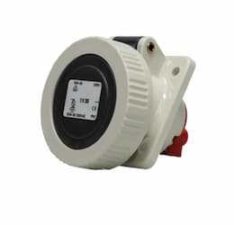 20A Pin & Sleeve Angled Receptacle, 3PH, 4P/5W, 277/480V, Red & Gray