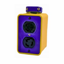 1-Gang Outlet Box w/ Clamp & L5-15 Duplex, Dual-Side, Standard, Yellow