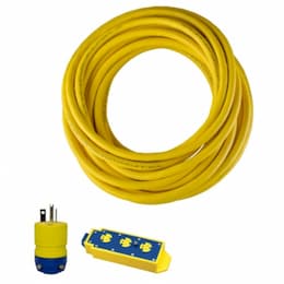 25-ft Tri-Tap Extension Cord Set, SOW, L5-15P & L5-15R, 12/3 AWG