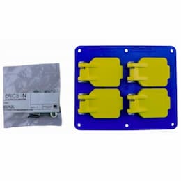Flip Coverplates for Dual-Side 2-Gang Outlet Box, (2) Duplex, Blue