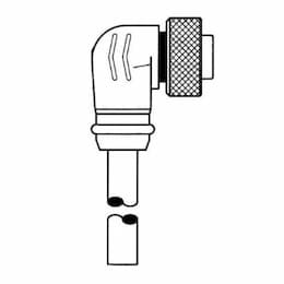 15-ft MiniSync, Single End, Male, 90 Deg, 6-Pole, 8A, 600V