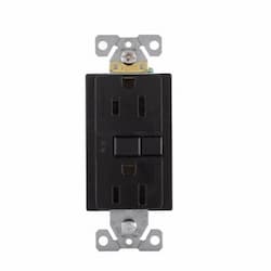 Black Duplex GFCI Straight Blade Receptacle, NEMA 5-20, 125V