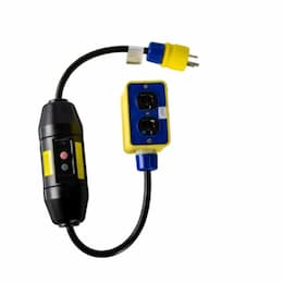 2-ft CMRCL Inline Portable GFCI w/ Outlet Box, 5-20P & 5-20R, MNL, 20A