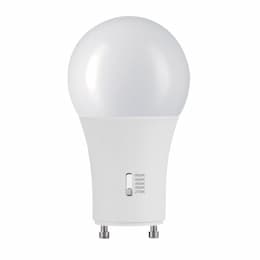 9W LED A19 Bulb, GU24, 90 CRI, 800 lm, 120V, Selectable CCT, Frosted