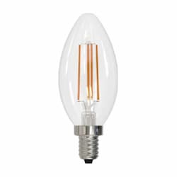 4W LED Candelabra Bulb, E12, Dim, 80 CRI, 500 lm, 120V, 3000K, Clear