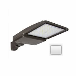 200W LED Shoebox Light w/ 4-in Round Pole, 0-10V Dim, 120-277V, 31109 lm, 4000K, White