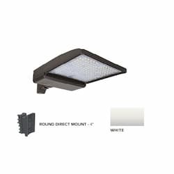 250W LED Shoebox Area Light, 4" Round Pole Mount, 0-10V Dim, 480V, 38043 lm, 3000K, White