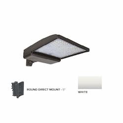 250W LED Shoebox Area Light, 5" Round Pole Mount, 0-10V Dim, 480V, 38043 lm, 3000K, White