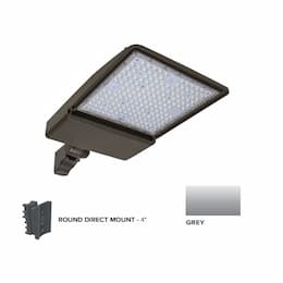 250W LED Shoebox Area Light w/ 4" Round Pole Mount, 0-10V Dim, 40093 lm, 4000K, Grey