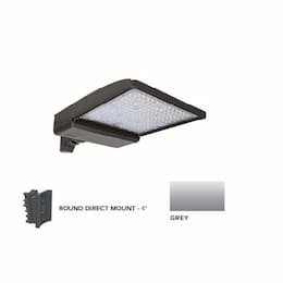 250W LED Shoebox Area Light, 4" Round Pole Mount, 0-10V Dim, 480V, 42159 lm, 5000K, Grey