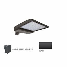 320W LED Shoebox Area Light w/ 4" Round Pole Mount, 0-10V Dim, 43894 lm, 3000K, Black