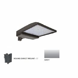 320W LED Shoebox Area Light w/ 5" Round Pole Mount, 0-10V Dim, 43894 lm, 3000K, Grey