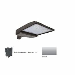 320W LED Shoebox Area Light w/ 5" Round Pole Mount, 0-10V Dim, 46260 lm, 4000K, Grey