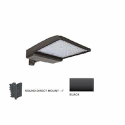 320W LED Shoebox Area Light, 4" Round Pole Mount, 480V, 0-10V Dim, 48643 lm, 5000K, Black