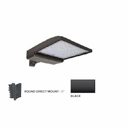 320W LED Shoebox Area Light, 5" Round Pole Mount, 480V, 0-10V Dim, 48643 lm, 5000K, Black