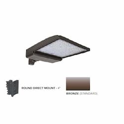 320W LED Shoebox Area Light, 4" Round Pole Mount, 480V, 0-10V Dim, 48643lm, 5000K, Bronze