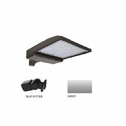 320W LED Shoebox Area Light w/ Slip Fitter Mount, 480V, 0-10V Dim, 48643 lm, 5000K, Grey