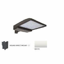 320W LED Shoebox Area Light, 5" Round Pole Mount, 480V, 0-10V Dim, 48643 lm, 5000K, White