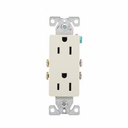 15 Amp Decora Receptacle, Duplex, Auto Ground, Almond