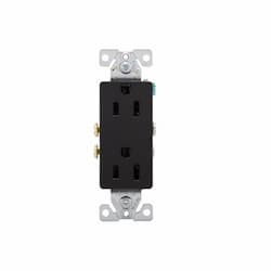 15 Amp Decorator Duplex Receptacle, 2-Pole, 3-Wire, #14-10 AWG, 125V, Black