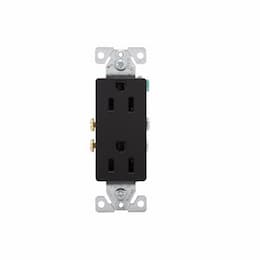 Eaton Wiring 15 Amp Decorator Duplex Receptacle, 2-Pole, 3-Wire, #14-10 AWG, 125V, Black