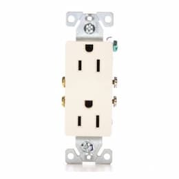 Eaton Wiring 15 Amp Auto-Grounding NEMA 5-15R Duplex Deco Receptacle Outlet, Lt. Almond