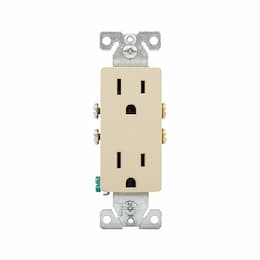 15 Amp Auto-Grounding NEMA 5-15R Duplex Decorator Receptacle Outlet, Ivory