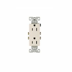 15 Amp Decorator Duplex Receptacle, 2-Pole, 3-Wire, #14-10 AWG, 125V, Light Almond