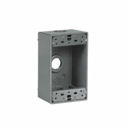 1-Gang FS Electrical Box, 3 Holes, Weatherproof, Cast Aluminum