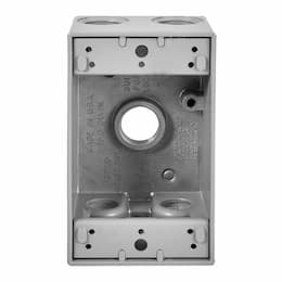 1-Gang FS Electrical Box, 5 Holes, Weatherproof, Cast Aluminum