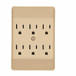 125V 6 Outlet Taps, Duplex Receptacle, 15A, Ivory