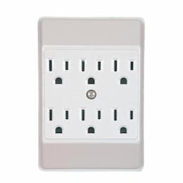 125V 6 Outlet Taps, Duplex Receptacle, 15A, White