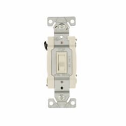 15 Amp Toggle Switch, 4-Way, Ground, 14-10 AWG, 120V, Light Almond