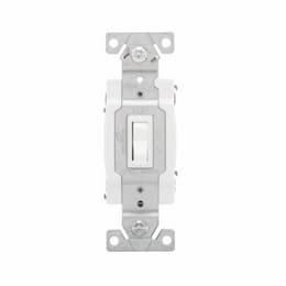 15 Amp Toggle Switch, 4-Way, Ground, 14-10 AWG, 120V, White