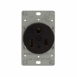 50A Power Receptacle, Short-Strap, 2-Pole, 3-Wire, #12-4, 6-50R, 125V