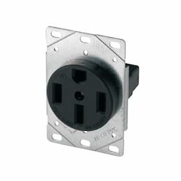 50 Amp Range Receptacle, 3-Pole, 4-Wire, #12 - 4 AWG, 250V, Black