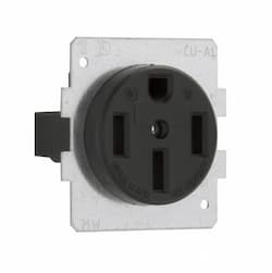 50 Amp Power Receptacle, NEMA 14-50R, 3 Pole/4 Wire, Black