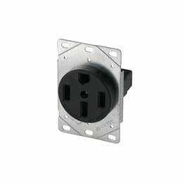 50A Power Receptacle w/o Screws, 3-Pole, 4-Wire, 125V/250V, Black