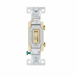 15 Amp Lighted Toggle Switch, Single Pole, Ivory