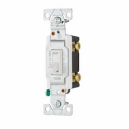 15 Amp Lighted Toggle Switch, Single Pole, White